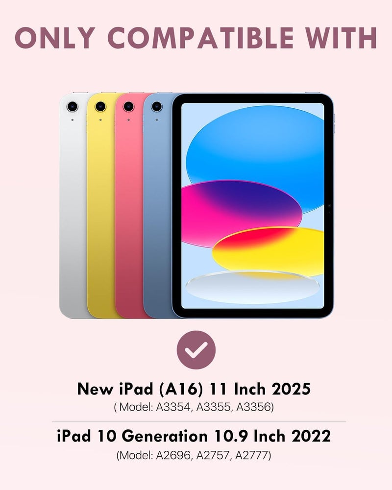 MoKo for iPad (A16) 11th Generation Case with Keyboard 11 inch 2025, iPad 10th Generation 10.9 inch Case with Pencil Holder, Multi-Angle Detachable Bluetooth Keyboard, Light Pink Gold Marble - Image 2